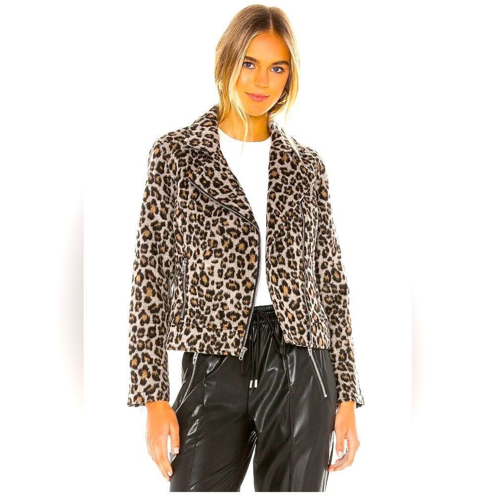 NWT CUPCAKES & CASHMERE Margaux Leopard Moto Biker Jacket sz.Small